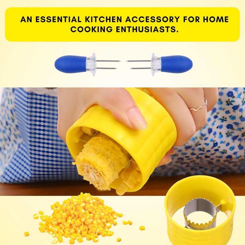 Kare Kind 8x Corn Holders, Stainless Steel Corn Cob Holders Corn on The Cob Holders Skewers, 1x Corn Cob Stripper, Corn Peeler for Corn on the Cob, Corn on the Cob Remover, Corn Skewers Kitchen Gadgets - Image 5
